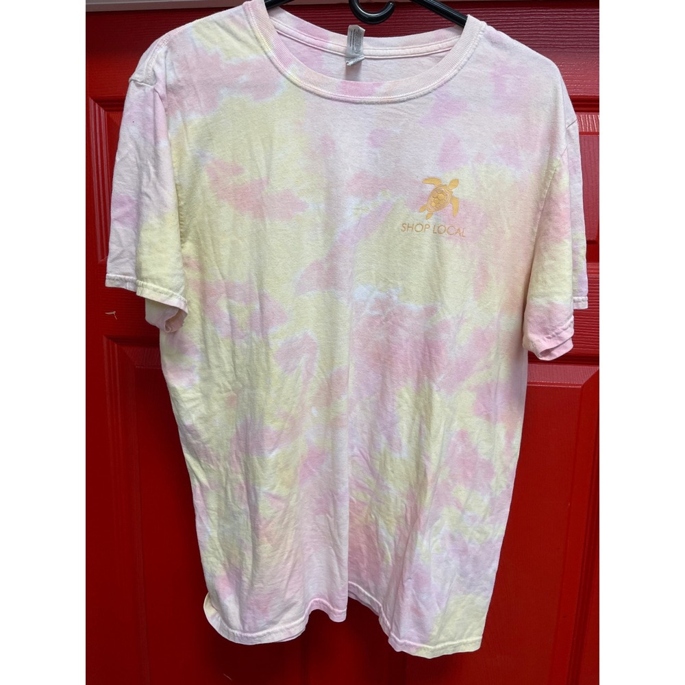 Jerzees Girl at Sea Jupiter FL Tie Dye T-Shirt Pink Yellow Large Shop Local